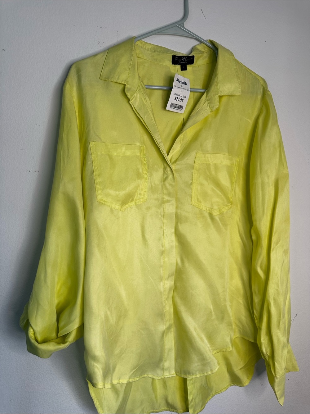 Velvet Heart Lemon Yellow Sheer Button-Up Blouse
